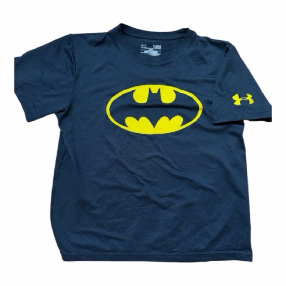 Under Armour HeatGear Black Tee with Yellow Batman Emblem - Youth Large
